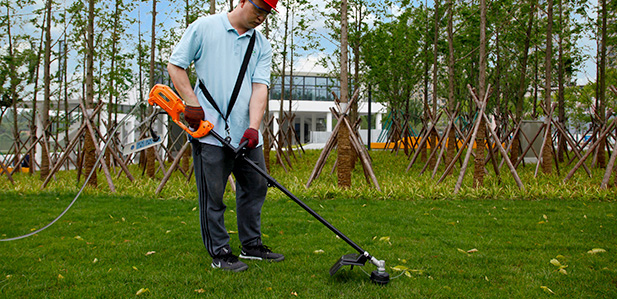 Elektrisk grästrimmer och elektrisk röjsax